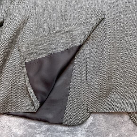 Lauren Ralph Lauren Herringbone Blazer Mens 44L Gray Silk Wool Blend Two Button - Picture 8 of 15